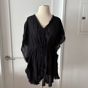 Old Navy Beach Swim Coverup Kaftan Tunic Black sz Small
